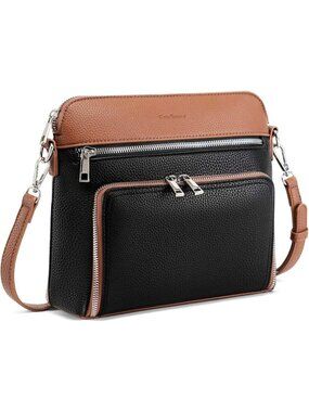 Women's Black Vegan Leather Small Crossbody Shoulder Purses with RFID Wallet